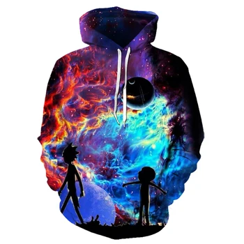 

Nieuwe 3D Sweatshirts Hip Hop Mannen/Vrouwen Grappige Print Rick Morty Crazy Wetenschapper spring Losse Dunne hooded Hoody Tops