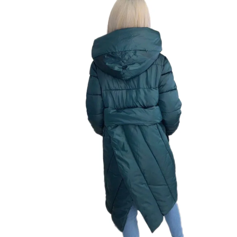 FORERUN, зимнее длинное пальто для женщин, негабаритная куртка, однотонная парка с капюшоном, утепленные куртки, Chaqueta Mujer Manteau long Femme Hiver