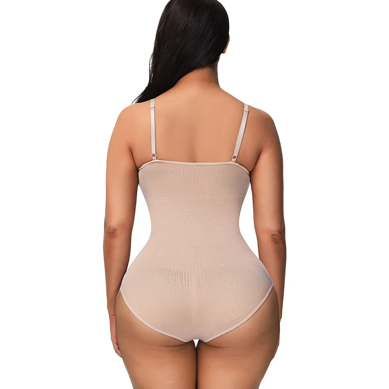 V Neck Spaghetti Strap Bodysuits Compression Body Suits Open Crotch Shapewear Slimming Body Shaper Smooth Out Bodysuit