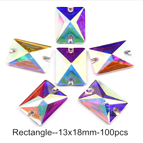 Resin All Shapes Crystal AB Round Sew On Rhinestones Flatback стразы Sewing Rhinestone Wedding Dress F0178 - Цвет: 13x18mm-100PCS