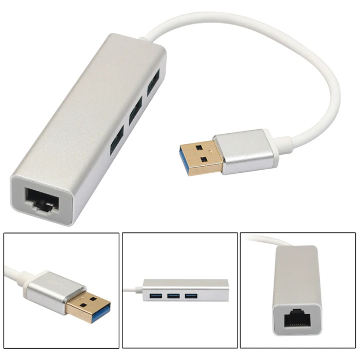 USB к RJ45 проводной концентратор карт 3 Порты и разъёмы адаптер Алюминий сплав прочный для 1000M Ethernet LSMK99