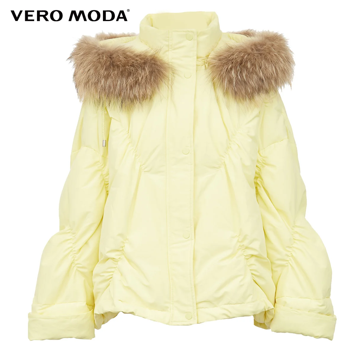 Vero Moda силуэт меховой воротник с капюшоном подол шнурок пуховик | 319423525