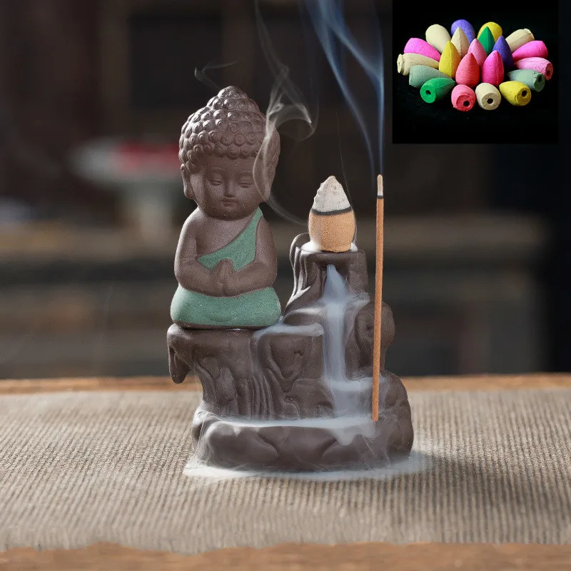 50 cones+ burners creative home decoration small monks and monks Review back incense burning for use in teahouses