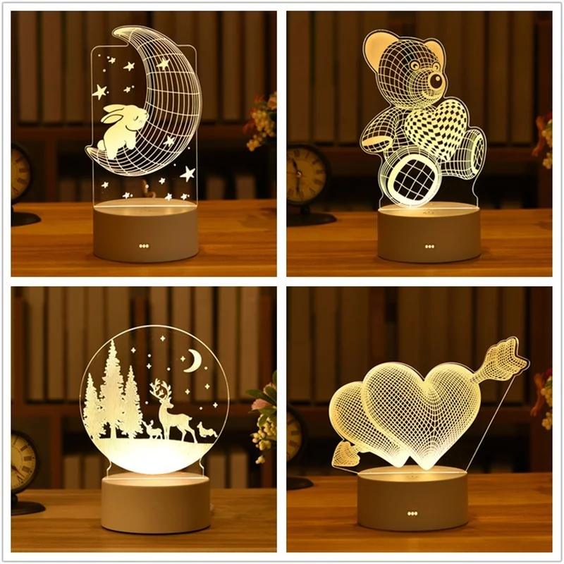 Love 3D Lamp Acrylic LED Night Light Valentines Day Gift Wedding Decoration Baby Shower Kids Birthday Party Rabbit Easter Decor | Дом и сад