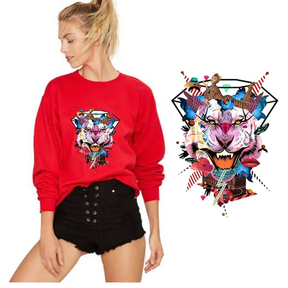 Lovely Woman Tiger Patch виниловая наклейка теплопередающая железная термопечать для футболок одежда аппликация эмблема нашивки