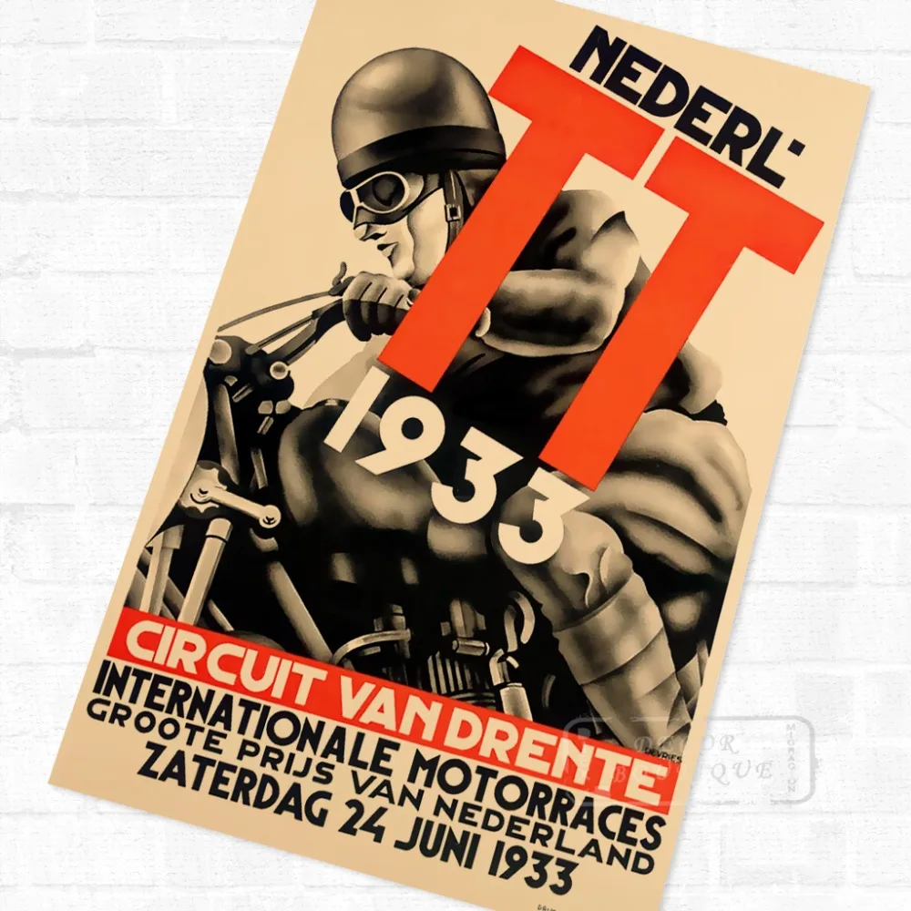 Motocycle Propaganda Netherlands 1933 Circuit Vintage Retro Kraft Poster Canvas DIY Wall Stickers Home Bar Posters Decor | Дом и сад