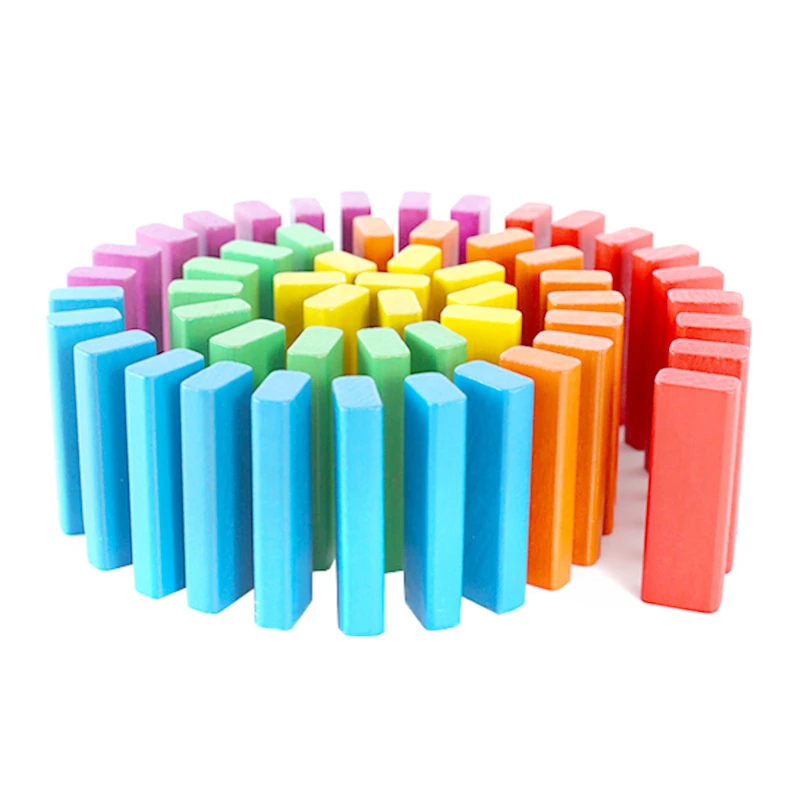 

54pcs color DIY patchwork building blocks wooden layer stacking domino puzzle children's toys gifts