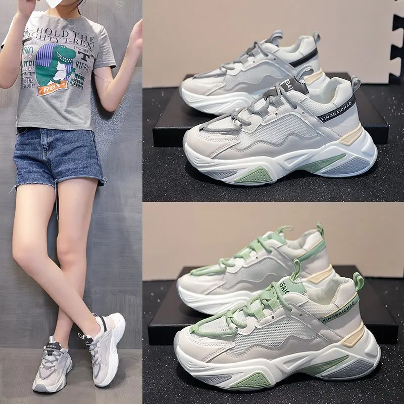 

Fashion old shoes women 2020 spring and summer models wild color matching thick bottom increased sports casual shoes X233