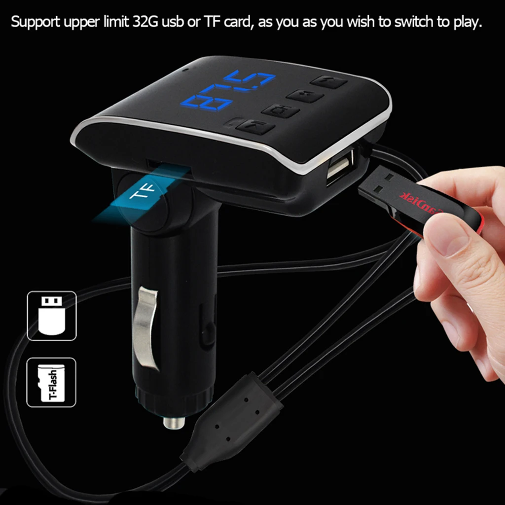 Fm передатчик Aux модулятор BT 4 2 + EDR Handsfree Car Kit автомобильный аудио mp3 плеер Micro USB и 8