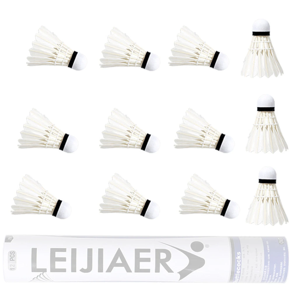12 Pcs/set Badminton, Duck Feather Shuttlecock, Fiber Ball Head, Suitable for Family Entertainment, Primary Exercise Training