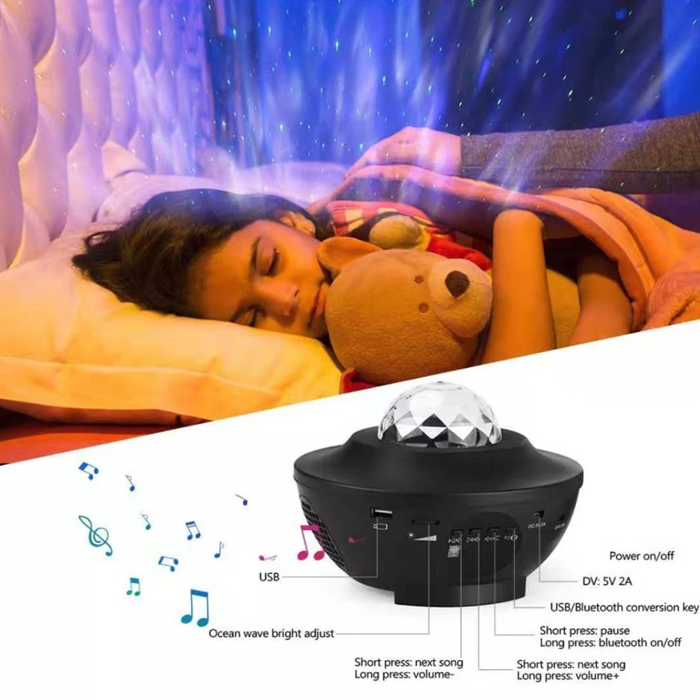 DIDIHOU музыкальный вращающийся Ночной светильник, проектор, вращающаяся звездная звезда, мастер для детей, для сна, романтическая светодиодная USB лампа, светодиодная музыкальная звезда