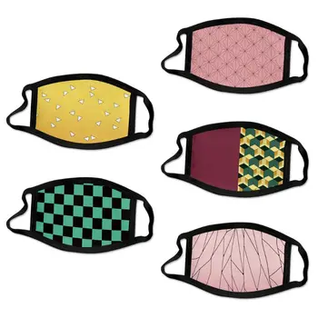 

Unisex Fashion Milk Fiber Mouth Mask Colorful Geometric Patterns Printed Washable Dustproof Anti-Haze Earloop Face Cover