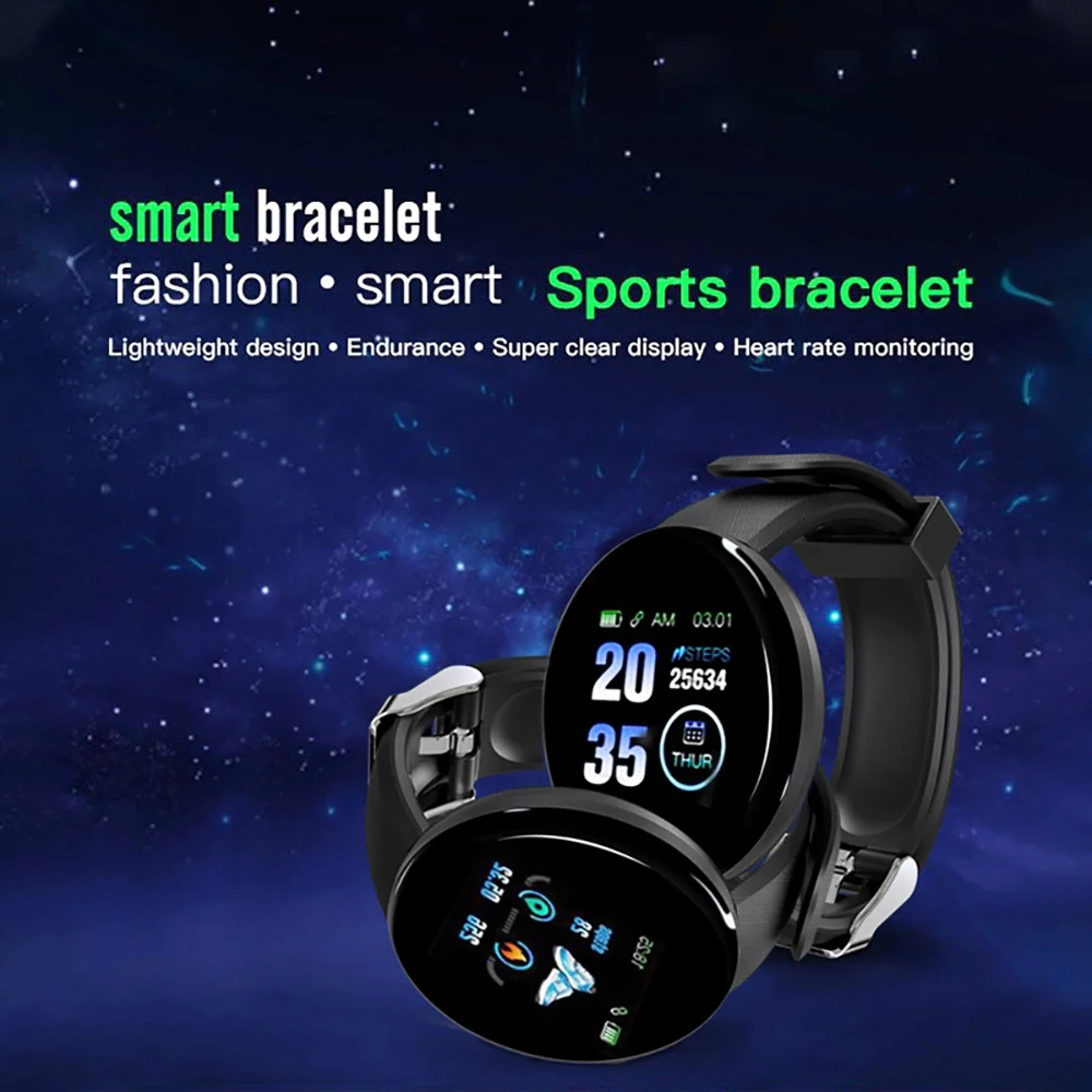 Спортивные Смарт-часы D18, часы с сердечным ритмом, смарт-браслет, спортивные Смарт-часы для измерения артериального давления, смарт-браслет, водонепроницаемые Смарт-часы для Android