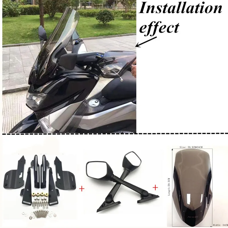 C mirror brown20 Модифицированный мотоцикл nmax Регулируемый pc лобовое стекло ветровое стекло дефлектор ветровые экраны щит для YAMAHA nmax155 nmax 155 - Color: C mirror brown20