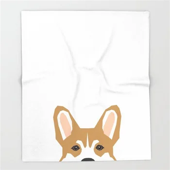 

Welsh Corgi Peeking Head Dog Breed Cute Coral Fleece Fuzzy Blankets on Bed Corgi Throws Bedsheet for Kids Girls