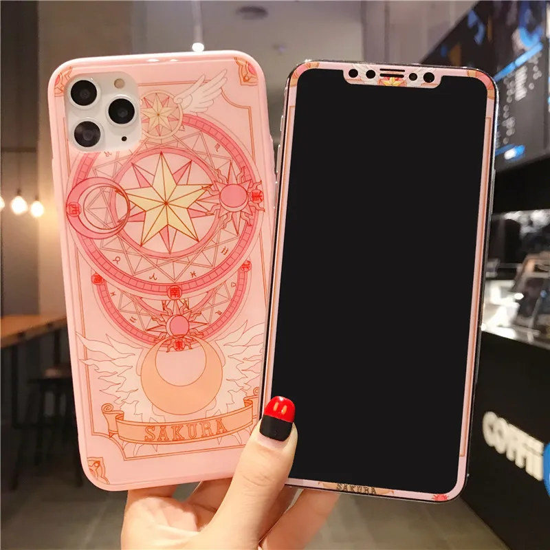 Чехол-накладка с закаленным стеклом Сейлор Мун для iPhone11 7 защитная пленка на