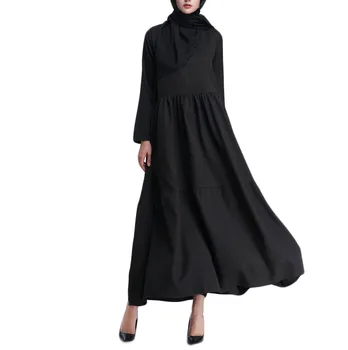 

Solid color Dress For Women loose Ladies Clothing Arab Caftan Kaftan Malaysia Abaya Dubai Turkish Islamic Muslim gown 10.29