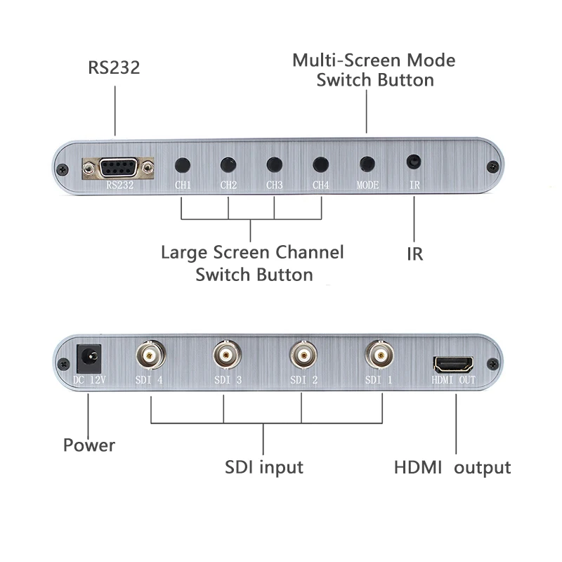 Коммутатор SDI multi-просмотра 4X1 SDI в HDMI SDI 4 в HDMI 1 выход 1080p SD/HD/3G-SDI RS232 для ПК видеоконференции ТВ монитор