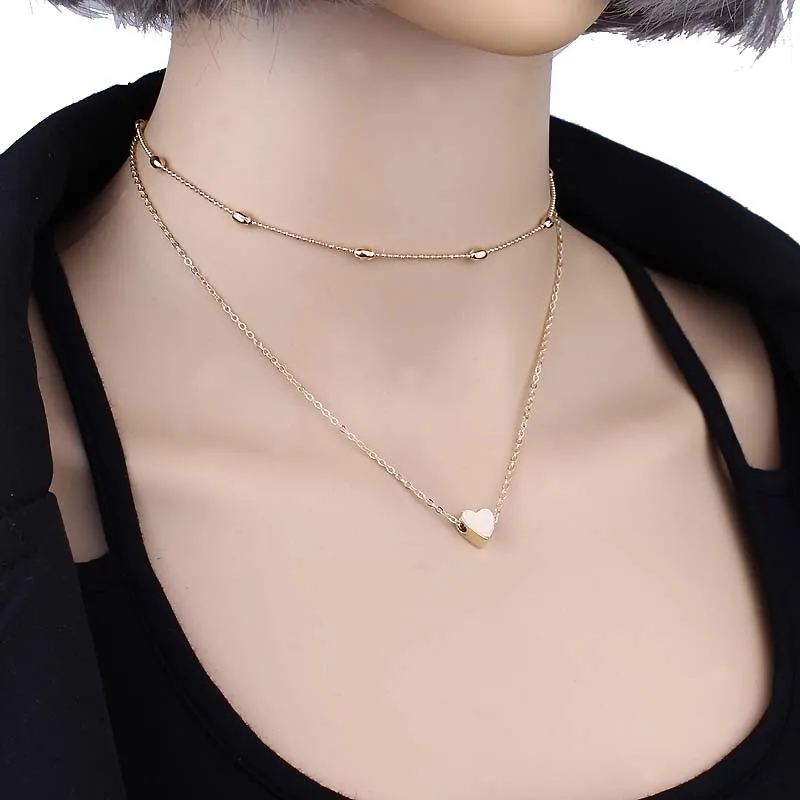 Модное простое многослойное ожерелье в форме сердца из сплава для женщин, ожерелье из цинкового сплава, ювелирные изделия