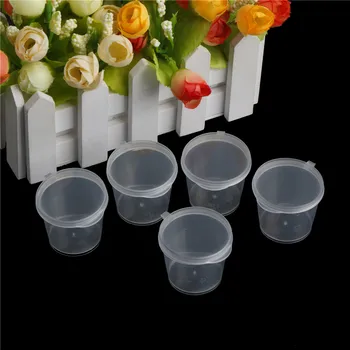 

100Pcs Groothandel Clear Voedsel Kleine Saus Containers Pakket Box & Deksel Draagbare Wegwerp Draagbare Plastic Cups Transparant