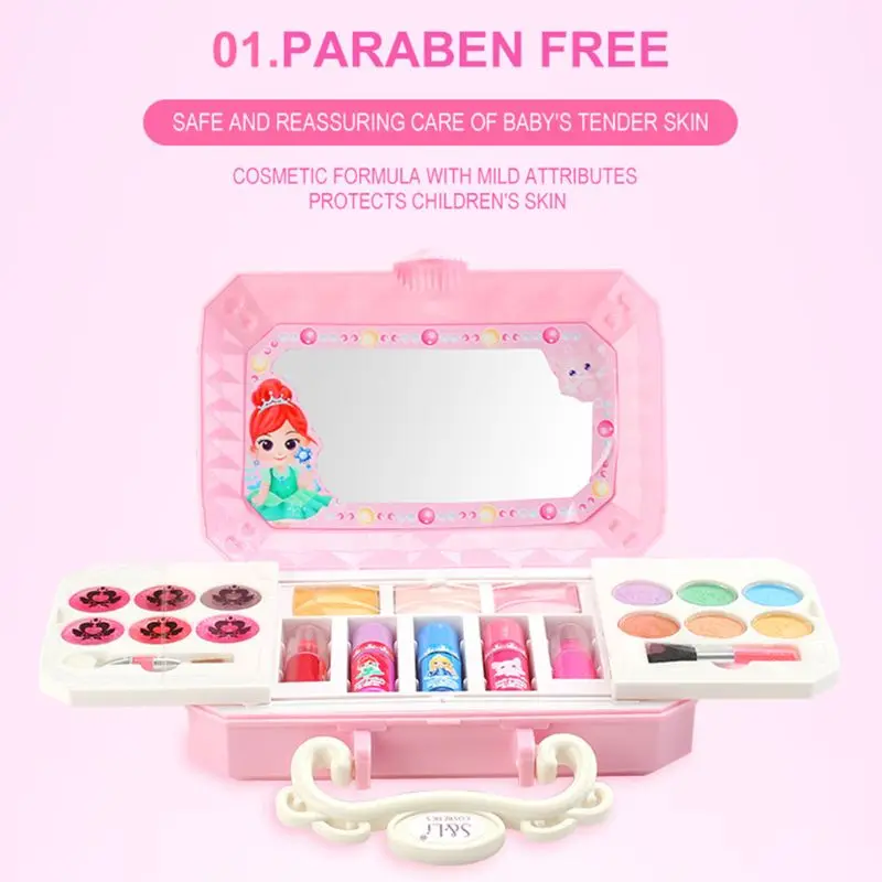 Квадратная девочка красота переносная коробка игрушка с зеркалом Розовый Дети Красота девушки чехол K92D