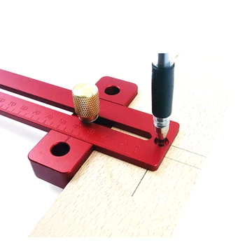 

Aluminum Precision 170/270/370mm Scale Measure Scribing Ruler Woodworking Marking Ruler T-type Hole Ruler Marking Tool