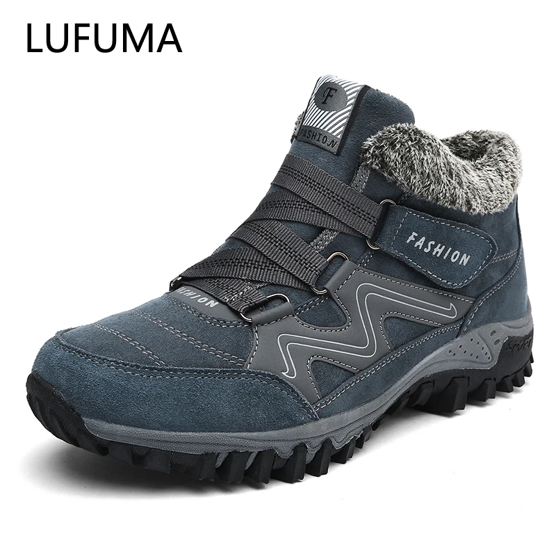 LUFUMA Winter Men Boots with Fur 2019 Warm Leather Snow Boots Men
Winter Work Casual Shoes Sneakers High Top Rubber Ankle Boots
