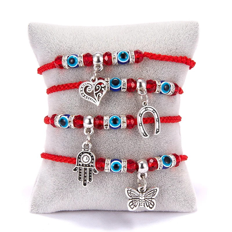 

Red Thread String Braided Bracelet Blue Turkish Eyes Hamsa Charms Lucky Bangle Anklet For Women Man Fashion Friendship Jewelry