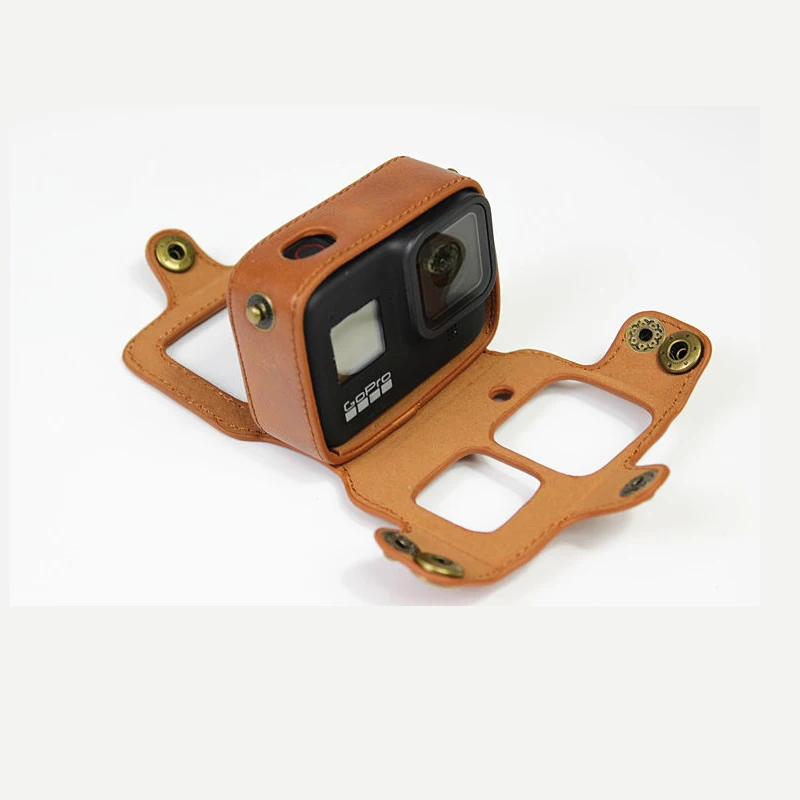 Кожаный защитный чехол PU рамка плечевой ремень сумка для хранения для Gopro Hero 8 черный аксессуары для экшн-камеры