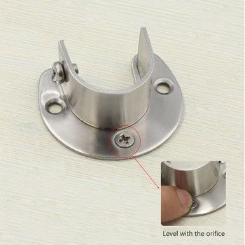 

4sets Closet Rod Holder End Supports Round Tube Stainless Steel Socket Wardrobe U Shaped Flange Heavy Duty Clothes Storage Home