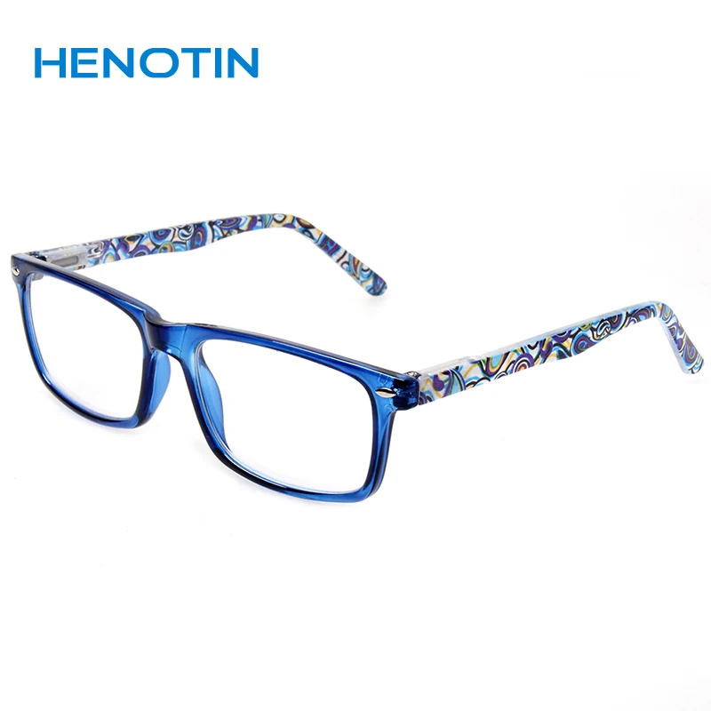 

Fashion rectangular reading glasses for men and women spring hinge colorful printed eyeglasses frames 0.5 1.75 2.0 3.0 4.0