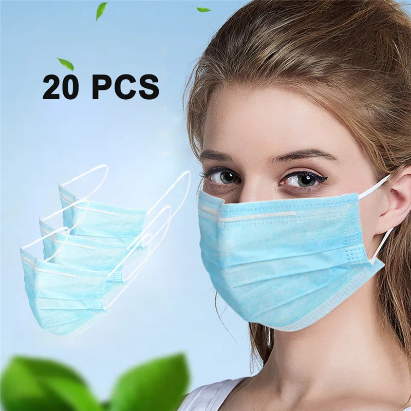 

20pcs Anti-dust Safe and Breathable Face Mask Respirator Nail Medical Dental Disposable Ear loop Face Surgical Hypoallergenic