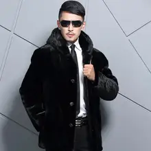 Осенняя кожаная куртка из искусственного меха норки, Мужская зимняя утолщенная теплая меховая кожаная куртка, мужские свободные куртки, jaqueta de couro fashion B168