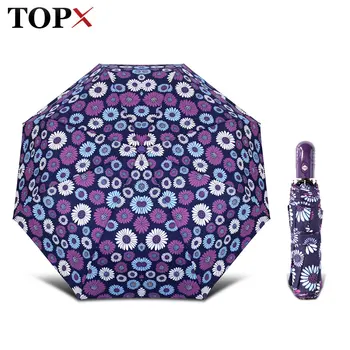 

Creative Small Fully-automatic Umbrella Rain Woman Men Windproof 3 Folding Mini Flower Umbrella For Female Male Gift Parasol
