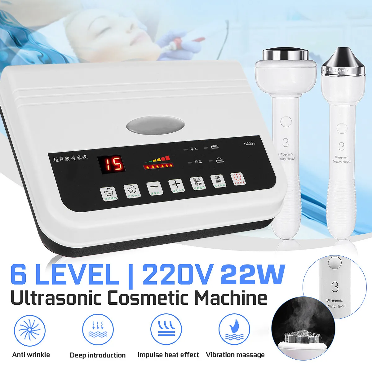 

New 220V Ultrasonic Beauty Instrument High Frequency Facial Electric Facial Massager Professional Facial Skin Beauty Machine
