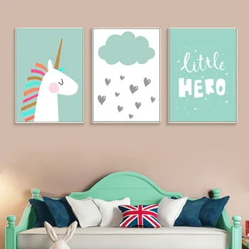 

Wall Art Canvas Painting Nursery Baby Poster Cute Picture Unicorn Quotes Posters And Prints Kids Room Pictures Animals