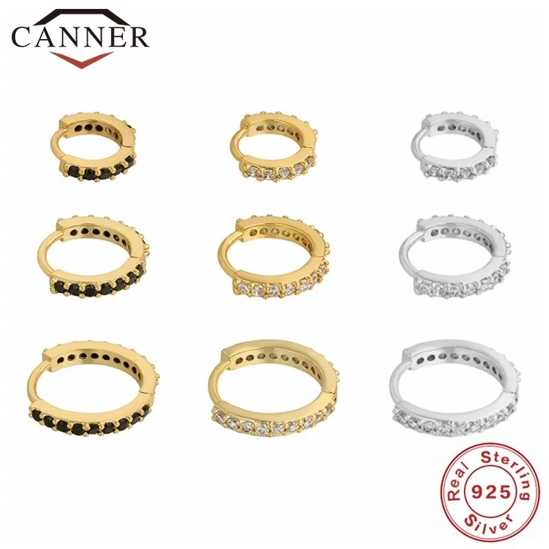 Серьги-кольца CANNER из настоящего серебра 100% пробы женские круглые украшения для