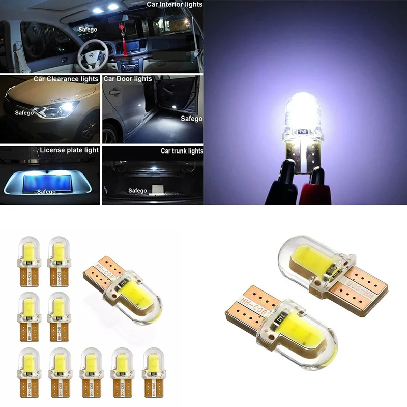 

2Pcs Led Parking Bulb W5W T10 194 168 W5W COB 8SMD Interior Light Signal Lamp Bright License Light Reverse Rear Reading Bulds