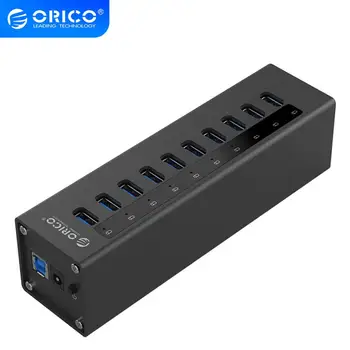 

ORICO A3H10-BK Aluminum Super Speed 10 Port USB3.0 HUB Splitter with Power Adapter-Black