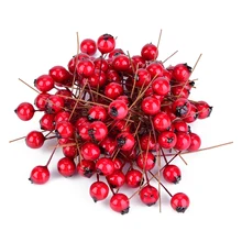 100 шт Мини искусственные ветки вишни Фрукты и Ягоды Искусственные цветы тычинки Свадебный букет Рождественские украшения материал пены