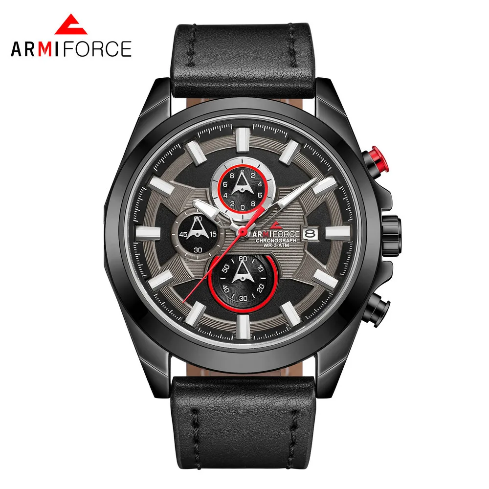 

Armiforce ao xiang Af8006 Men Casual Quartz Leather Watch Night Light Hands Small Three Needle Automatic Date