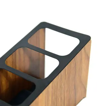 

Organizer Remote Control Holder Desktop Four Grid Wooden Storage Box Compartment 72XD