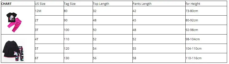 2 шт./компл. и единорогом для девочек Комплекты одежды топ футболки+ Штаны комплекты костюмы для малышей; для девочек; с рисунком Повседневное одежда с мультяшными рисунками детская одежда