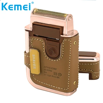 

Kemei Rechargeable Electric Shaver Leather Case Reciprocating Cordless Razor for Men