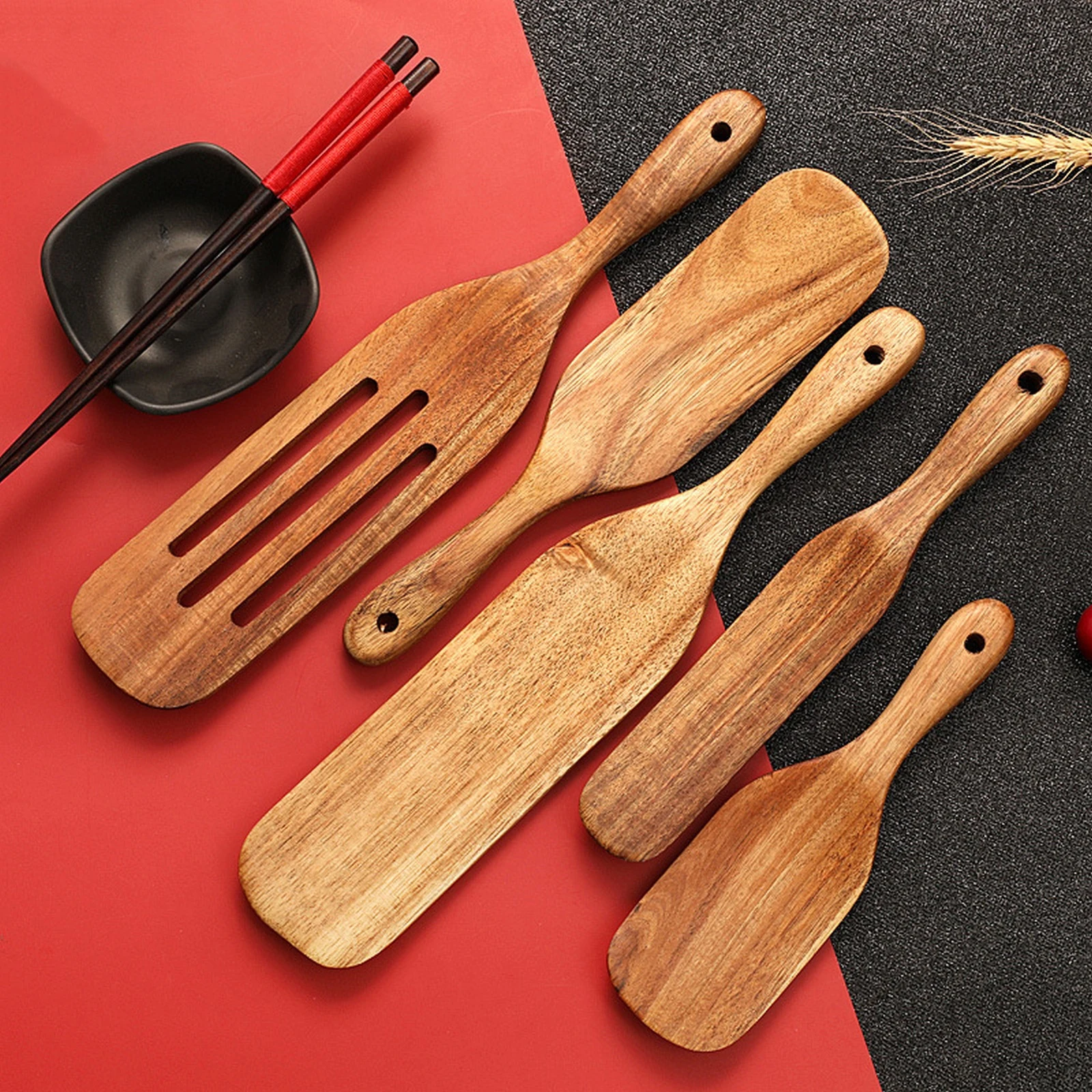 1 5 Pieces of Exquisite Wooden Kitchen Cooking Utensils Wooden Shovel
