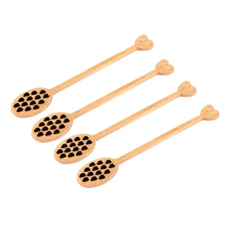 4 шт. ложка для меда прочная выдолбленная Длинная Деревянная Ручка сироп мешалка для банка контейнер