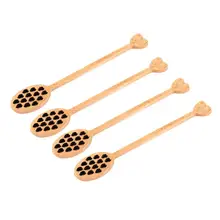 4 шт. ложка для меда прочная выдолбленная Длинная Деревянная Ручка сироп мешалка для банка контейнер