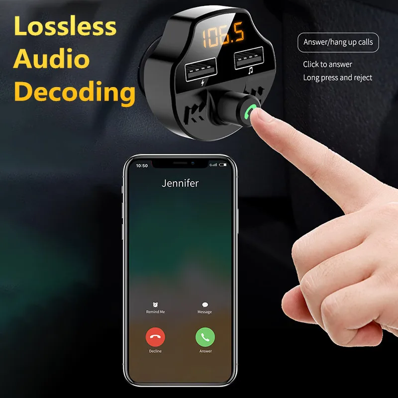  FM Transmitter Bluetooth Car Kit MP3 Player LED Dual USB 4.1A Car Charger For Citroen C5 C3 C4 Pica