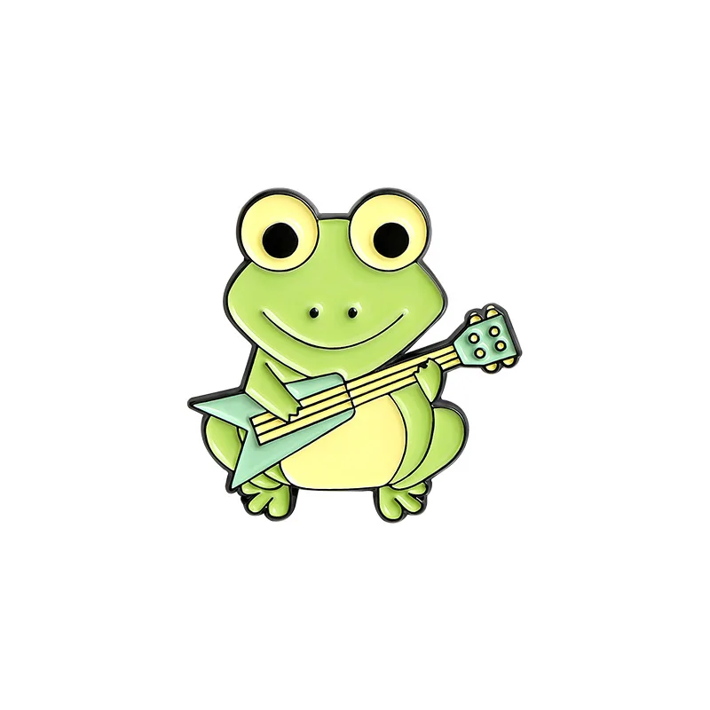 1X Cute Cartoon Strawberry Frog Enamel Brooch Pin Lotus leaf frog Brooches Gifts 