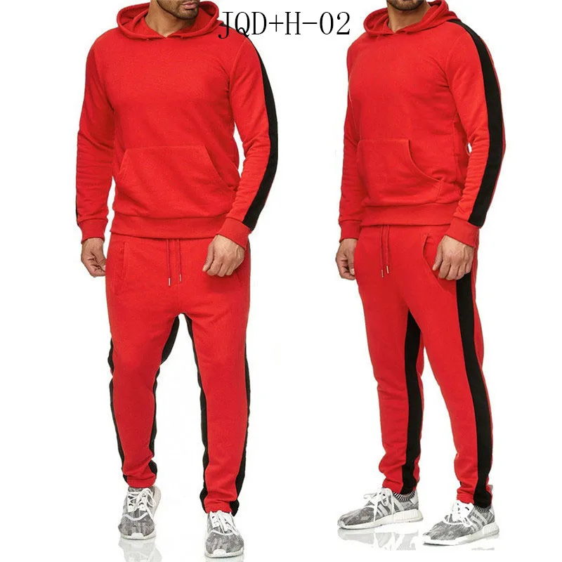 Cena JQD + H 02 marka odzież męska modna, patchworka dres Casual Sportsuit mężczyźni bluzy bluzy odzież sportowa płaszcz + spodnie zestaw dla mężczyzn